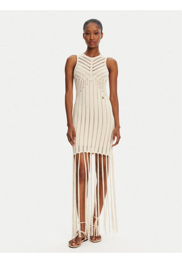 Patrizia Pepe Sukienka dzianinowa 2A2916/K260-B823 Beżowy Regular Fit. Kolor: beżowy. Materiał: syntetyk