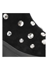 Czarne Botki S.Barski Modne Buty Damskie Na Platformie. Okazja: na co dzień. Kolor: czarny. Materiał: materiał. Wzór: aplikacja. Sezon: zima, jesień. Obcas: na platformie. Styl: glamour, casual, elegancki #3