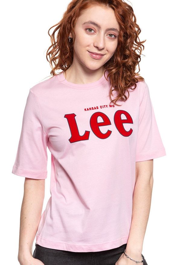 Lee - LEE T SHIRT DAMSKI TEE FROST PINK L43RAIMC 112109735