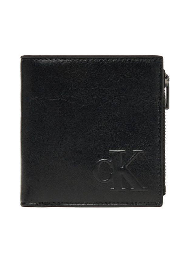 Calvin Klein Duży Portfel Męski Sculpted Impression Compact Zip LV04G1074G Czarny. Kolor: czarny. Materiał: skóra