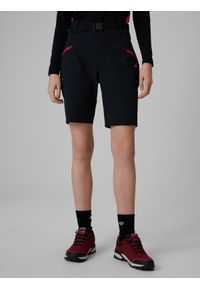 4f - 4F Spodenki trekkingowe szybkoschnące damskie - czarne XS. Stan: podwyższony. Kolor: czarny. Materiał: skóra, tkanina. Długość: do kolan. Sezon: lato. Sport: turystyka piesza #2