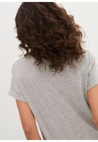 bonprix - Długi T-shirt z czystej bawełny. Kolor: szary. Materiał: bawełna. Długość rękawa: krótki rękaw. Długość: krótkie, długie #3