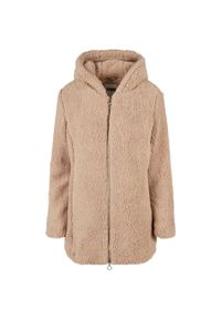 Kurtka polarowa z kapturem damska Urban Classics Sherpa. Typ kołnierza: kaptur. Kolor: beżowy, wielokolorowy, brązowy. Materiał: polar. Sezon: zima. Styl: elegancki #1