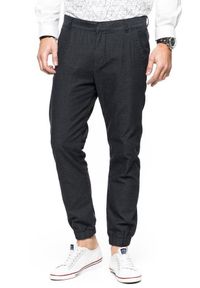 Tom Tailor - TOM TAILOR SPODNIE MĘSKIE VERNON TAPERED JOGGING PANTS BLACK. Wzór: jednolity, jodełka. Styl: elegancki