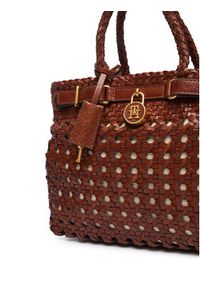 TOMMY HILFIGER - Tommy Hilfiger Torebka American Icon Mini Tote Braided AW0AW18734 Brązowy. Kolor: brązowy. Materiał: skórzane #3