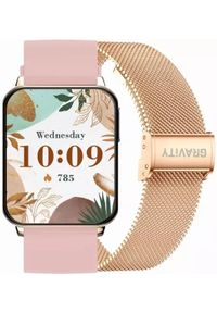 Smartwatch Gravity Smartwatch Różowe Złoto Biały 2 Paski GT26-2. Rodzaj zegarka: smartwatch. Kolor: różowy, złoty, wielokolorowy, biały #1