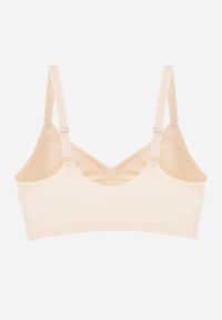 Renee - Beżowy Biustonosz Ozdobiona Przezroczystymi Wstawkami z Usztywnieniem Seanael. Kolor: beżowy. Materiał: dresówka. Rodzaj stanika: przezroczysty. Wzór: aplikacja #2