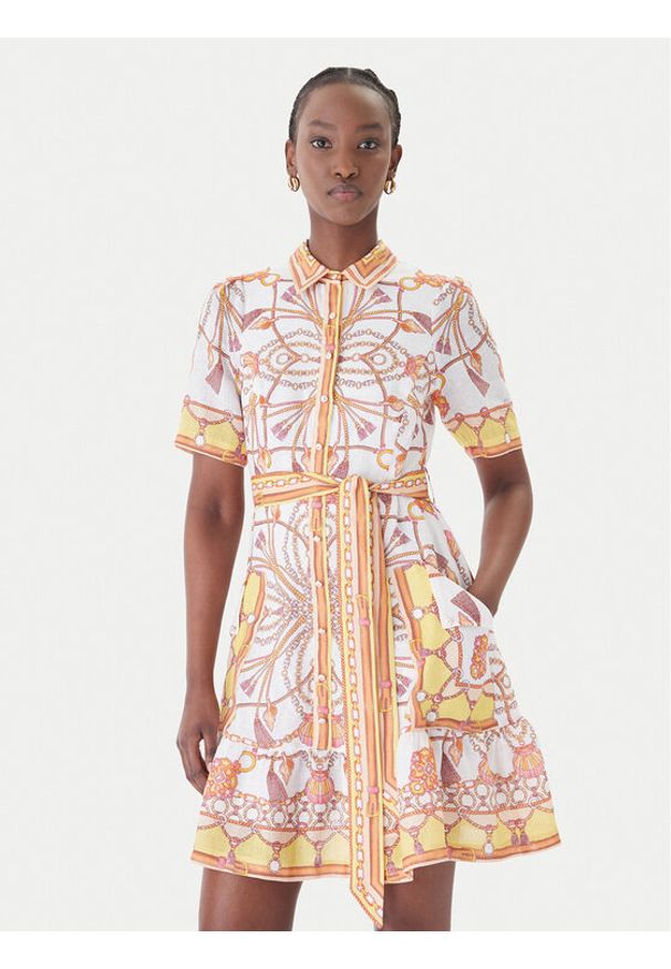 Hale bob - Hale Bob Sukienka letnia with linen Aula 61SG670A Żółty Regular Fit. Kolor: żółty. Materiał: len. Sezon: lato