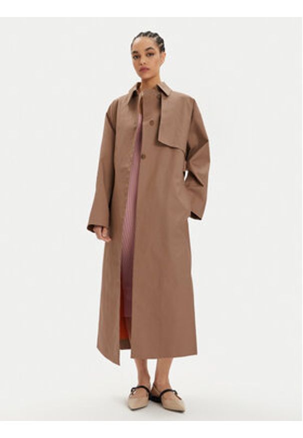 Calvin Klein Trencz K20K206318 Beżowy Relaxed Fit. Kolor: beżowy. Materiał: bawełna