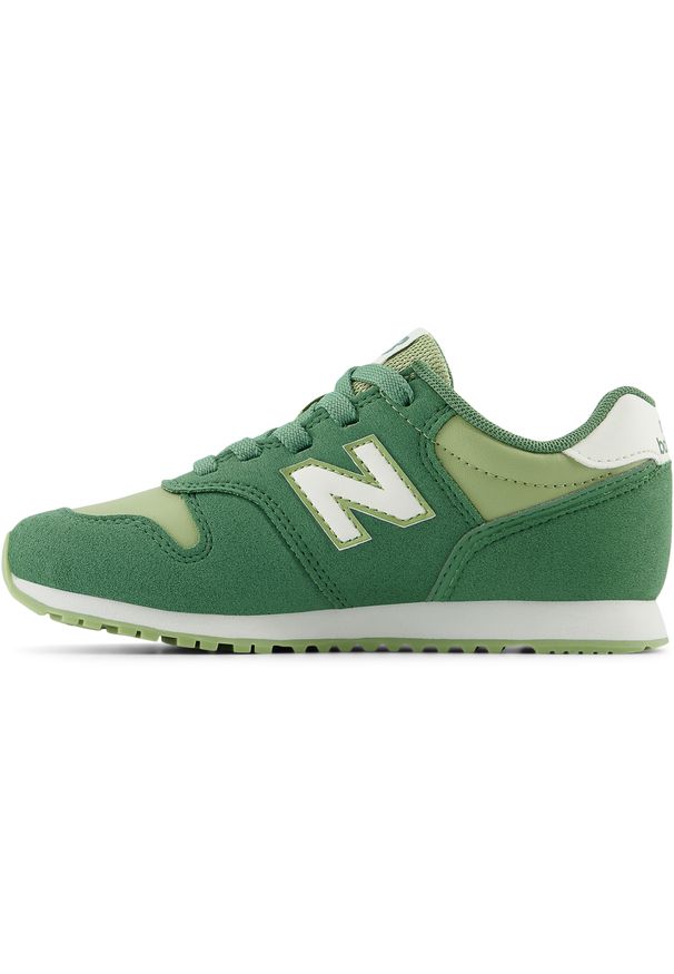 Buty dziecięce New Balance YC373VP2 – zielone. Okazja: na uczelnię. Kolor: zielony. Materiał: materiał, syntetyk, guma. Szerokość cholewki: normalna. Wzór: kolorowy. Model: New Balance 373