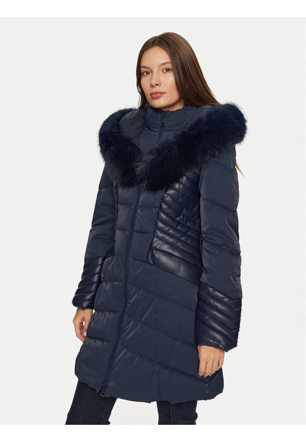 Guess Płaszcz zimowy New Oxana W4BL61 WGLZ0 Granatowy Regular Fit. Kolor: niebieski. Materiał: syntetyk. Sezon: zima