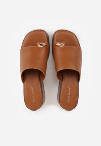 Born2be - Jasnobrązowe Klapki Drewniaki na Koturnie z Paskiem na Palec Triajoy. Okazja: na co dzień. Kolor: brązowy. Materiał: bawełna, len. Sezon: lato. Obcas: na koturnie. Styl: casual, elegancki #7