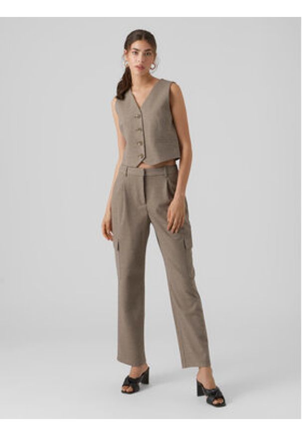 Vero Moda Spodnie materiałowe 10297422 Szary Straight Fit. Kolor: szary. Materiał: syntetyk
