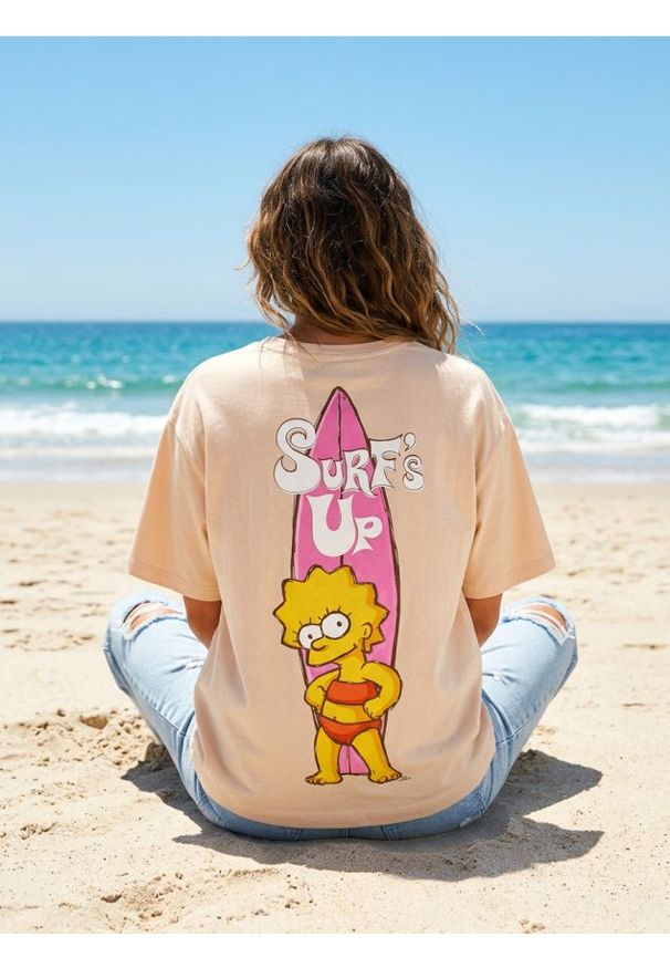 Sinsay - Koszulka The Simpsons - kremowy. Kolor: kremowy