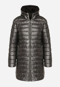 Born2be - Czarna Pikowana Kurtka Dwustronna z Kapturem Alarrise. Okazja: na spacer. Typ kołnierza: kaptur. Kolor: czarny. Materiał: skóra, jeans. Wzór: gładki #2