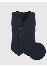 Pako Lorente - PAKO LORENTE – Granatowa dwurzędowa kamizelka męska. Okazja: na studniówkę. Kolor: niebieski, czarny. Materiał: poliester, elastan, wiskoza. Styl: elegancki, młodzieżowy #10