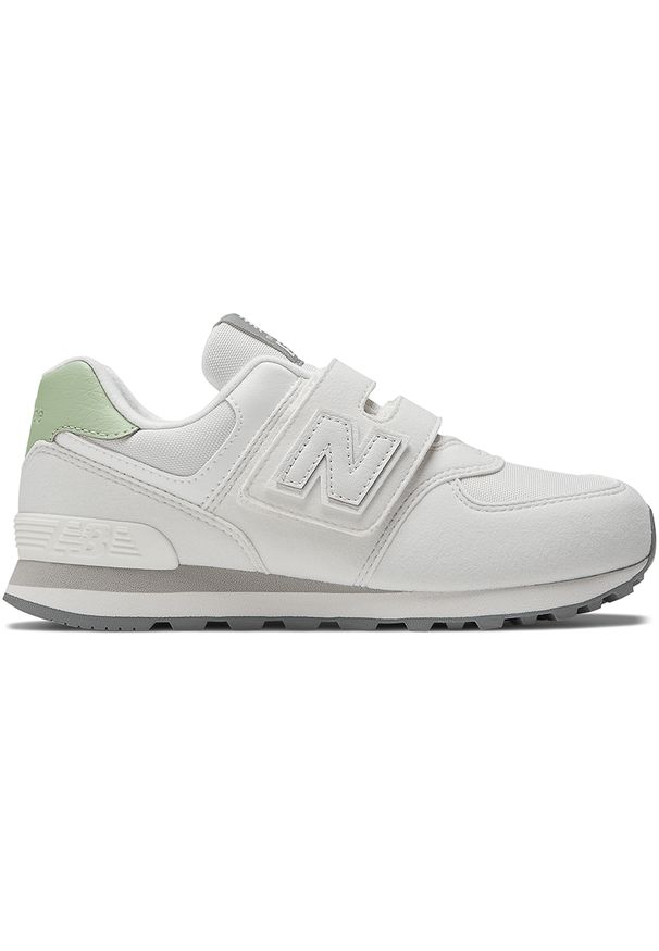 Buty dziecięce New Balance PV574MW1 – szare. Okazja: na uczelnię, na co dzień. Zapięcie: rzepy. Kolor: szary. Materiał: materiał, syntetyk, guma. Szerokość cholewki: normalna. Model: New Balance 574. Sport: turystyka piesza