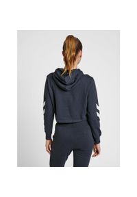 Damska bluza z kapturem crop top Hummel hmlLEGACY. Typ kołnierza: kaptur. Kolor: zielony, niebieski, wielokolorowy. Materiał: bawełna, tkanina. Wzór: nadruk. Sport: fitness