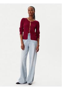 Morgan Kardigan 252-MIZOR Czerwony Slim Fit. Kolor: czerwony. Materiał: wiskoza