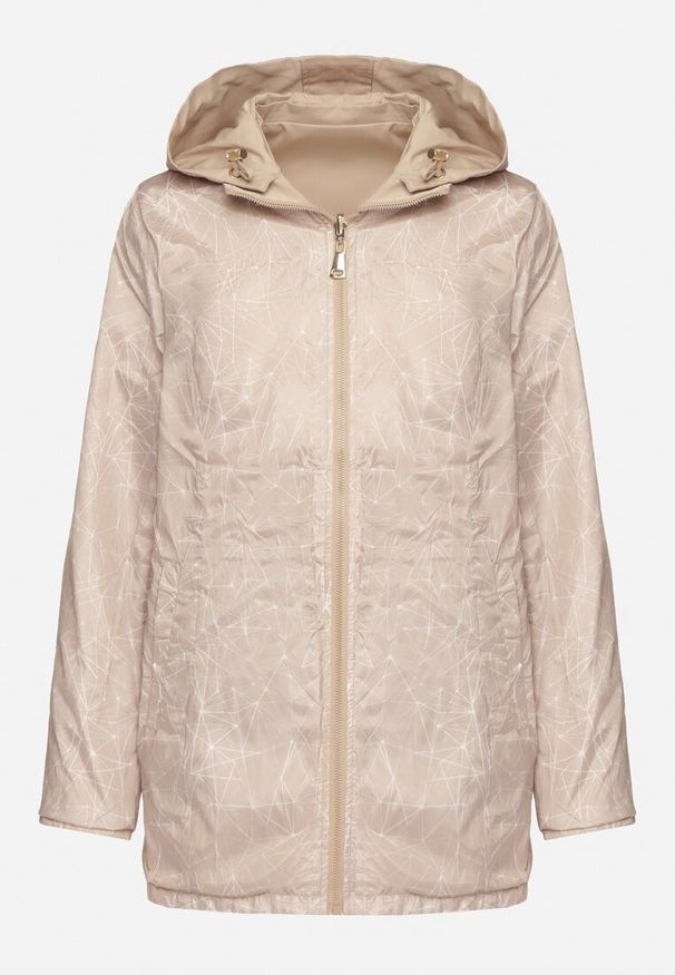 Born2be - Beżowa Kurtka Parka Dwustronna z Odpinanym Kapturem Amoetta. Okazja: na co dzień. Kolor: beżowy. Materiał: jeans. Wzór: gładki. Styl: elegancki, casual