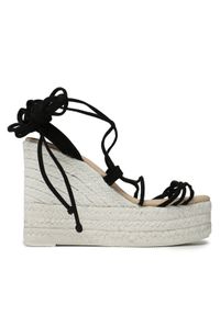 Manebi Espadryle Lace-Up Wedge Espadrilles L 8.6 WA Czarny. Kolor: czarny. Materiał: skóra, zamsz #1