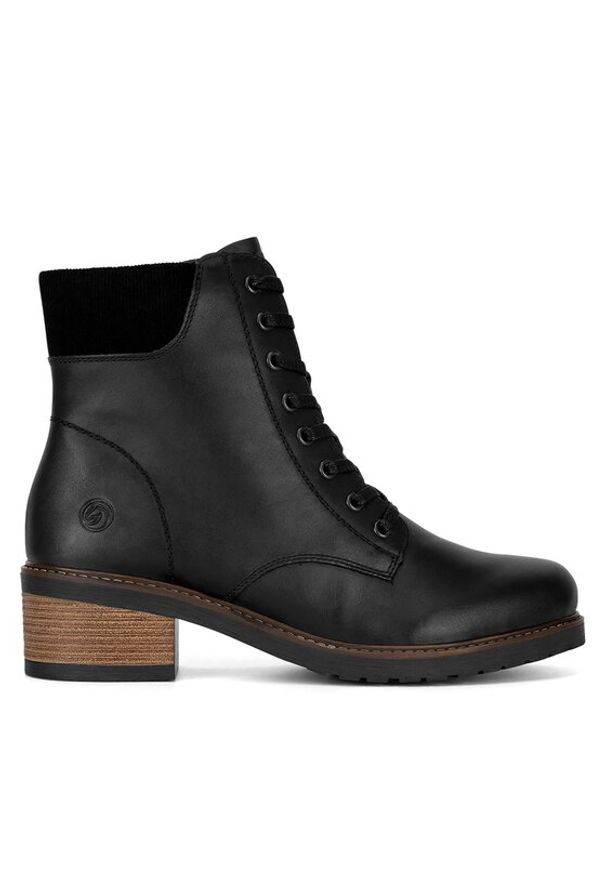 Remonte Trzewiki D1A70-00 Czarny. Kolor: czarny. Materiał: skóra