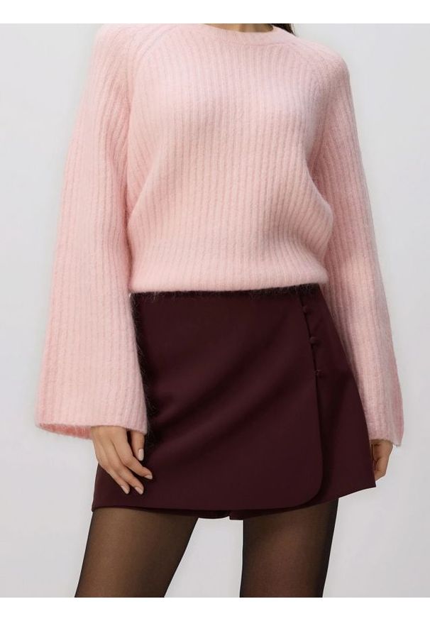 Reserved - Spódnico-szorty z dodatkiem wiskozy - bordowy. Kolor: czerwony. Materiał: wiskoza. Wzór: gładki