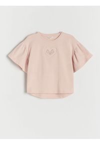 Reserved - T-shirt z aplikacją - brudny róż. Kolor: różowy. Materiał: bawełna. Wzór: aplikacja