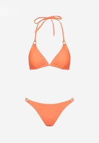 Born2be - Pomarańczowe Bikini Dwuczęściowe z Wiązaną Górą i Metalicznymi Kółeczkami Zorion. Kolor: pomarańczowy