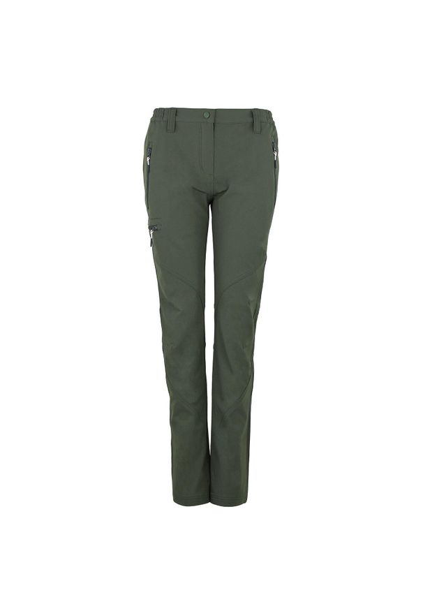 PEAK MOUNTAIN - Spodnie damskie z trzema kieszeniami i podparciem na ręce Peak Mountain. Kolor: zielony. Sezon: lato. Sport: turystyka piesza