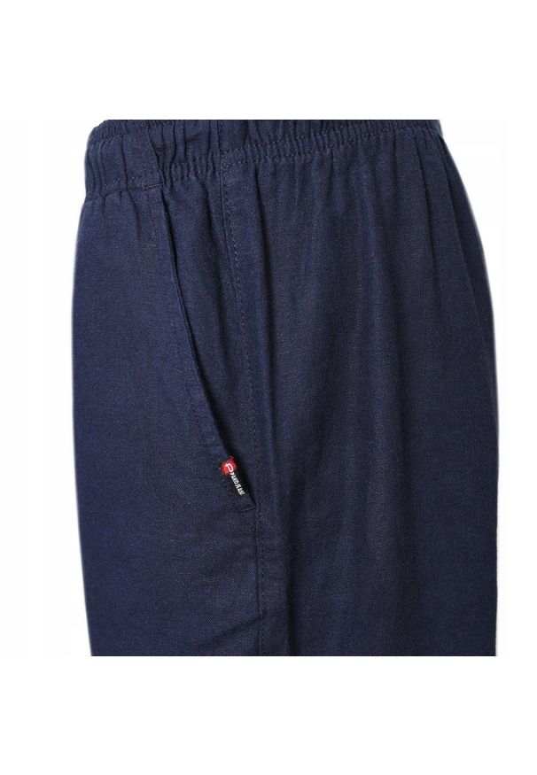 Letnie Lniane Szorty (Krótkie Spodenki) - Pako Jeans - Granatowe. Kolor: niebieski. Materiał: len, wiskoza. Długość: krótkie. Sezon: lato. Styl: klasyczny