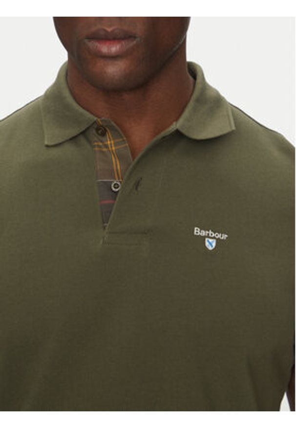 Barbour Polo Tartan MML0012OL51 Khaki Regular Fit. Typ kołnierza: polo. Kolor: brązowy. Materiał: bawełna