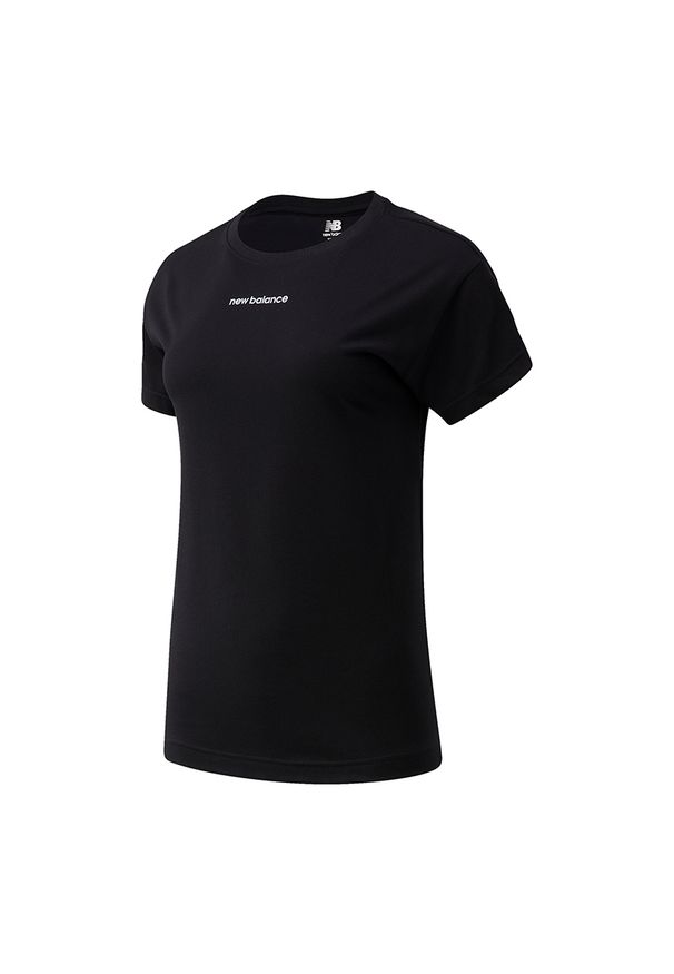 Koszulka New Balance WT11190BK – czarna. Kolor: czarny. Materiał: poliester, materiał, bawełna. Sport: fitness