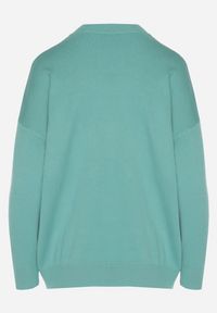 Born2be - Zielony Gładki Sweter z Rękawami Typu Nietoperz Ralanevia. Okazja: do pracy, na co dzień. Kolor: zielony. Wzór: gładki. Styl: casual #6