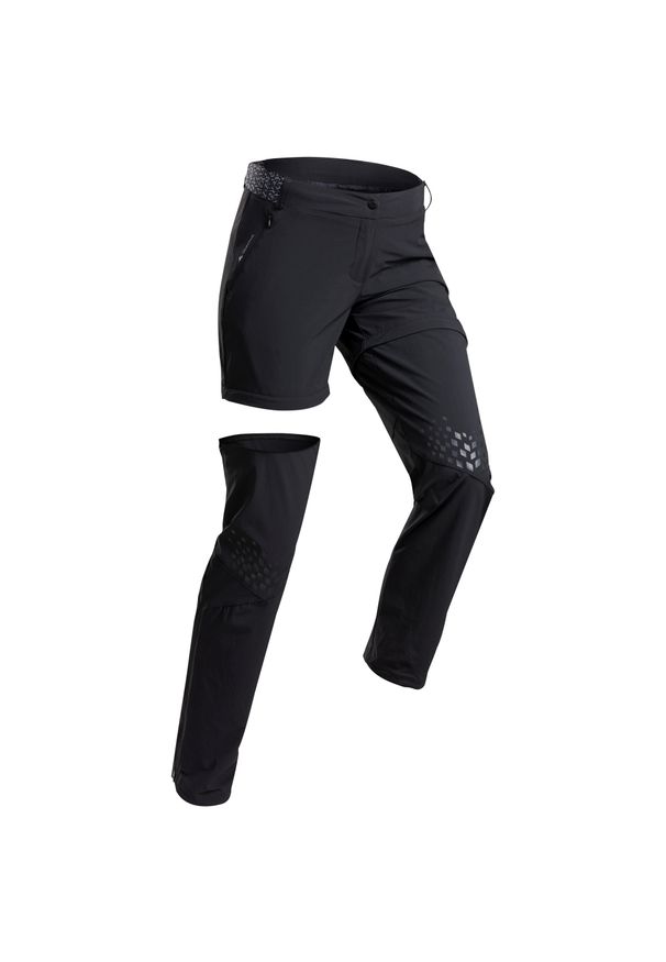 quechua - Spodnie turystyczne 2w1 - MH550 - damskie. Kolor: czarny. Materiał: elastan, materiał, poliamid