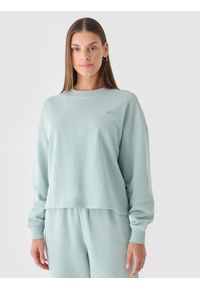 4f - 4F Bluza dresowa nierozpinana bez kaptura damska - turkusowa XXL. Okazja: na co dzień. Typ kołnierza: bez kaptura. Kolor: turkusowy. Materiał: dresówka. Wzór: gładki, ze splotem. Styl: sportowy, klasyczny, casual
