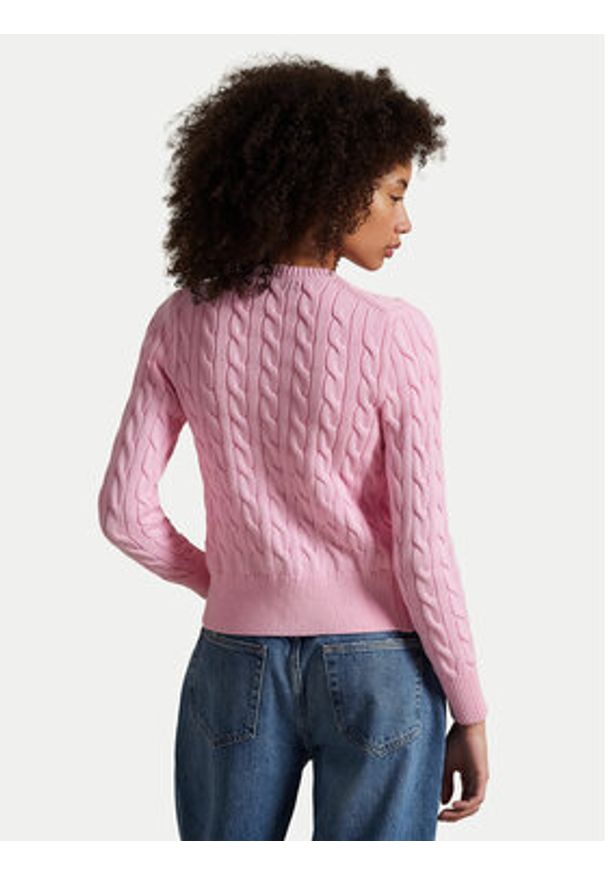 Polo Ralph Lauren Kardigan 211971868010 Różowy Slim Fit. Typ kołnierza: polo. Kolor: różowy. Materiał: bawełna