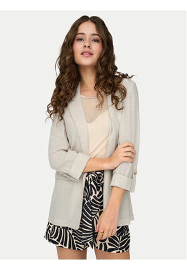only - ONLY Marynarka Siesta 15322274 Beżowy Loose Fit. Kolor: beżowy. Materiał: wiskoza