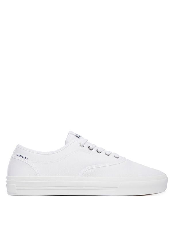TOMMY HILFIGER - Tommy Hilfiger Tenisówki Th Vulc Cup Long Lace Canvas FM0FM05874 Biały. Kolor: biały. Materiał: materiał