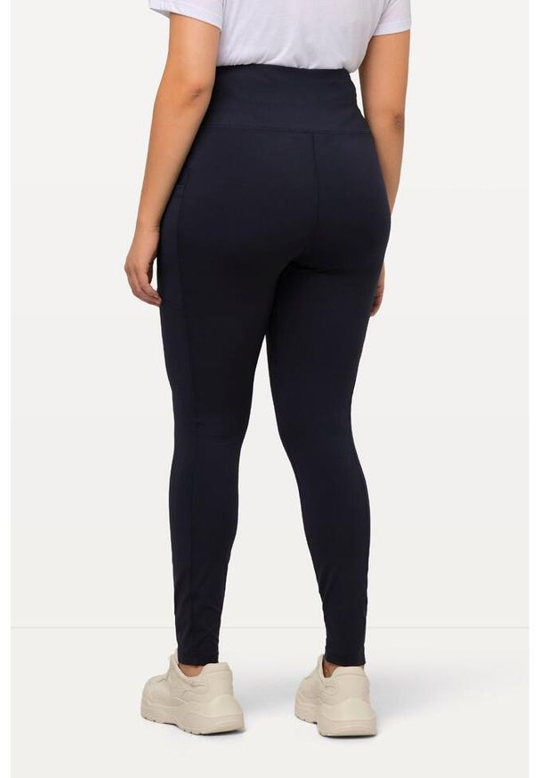 ULLA POPKEN - Damskie Legginsy sportowe szybkoschnące bardzo elastyczne. Kolekcja: plus size. Kolor: niebieski. Materiał: poliester, materiał. Sport: joga i pilates