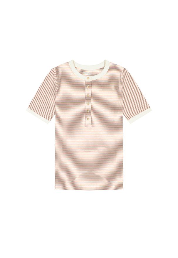 Wrangler - DAMSKA KOSZULKA WRANGLER FEMME KNIT HENLEY COGNAC 112370741. Typ kołnierza: typu henley