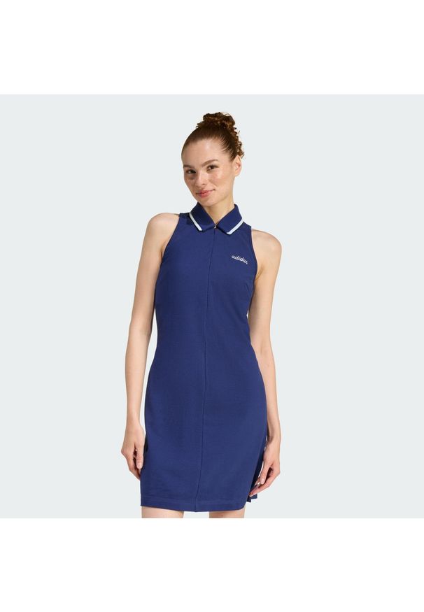 Adidas - Sukienka Seasonal Essentials Colourpop Dress with Embroidered Graphic. Kolor: niebieski, wielokolorowy, biały. Typ sukienki: sportowe. Styl: sportowy