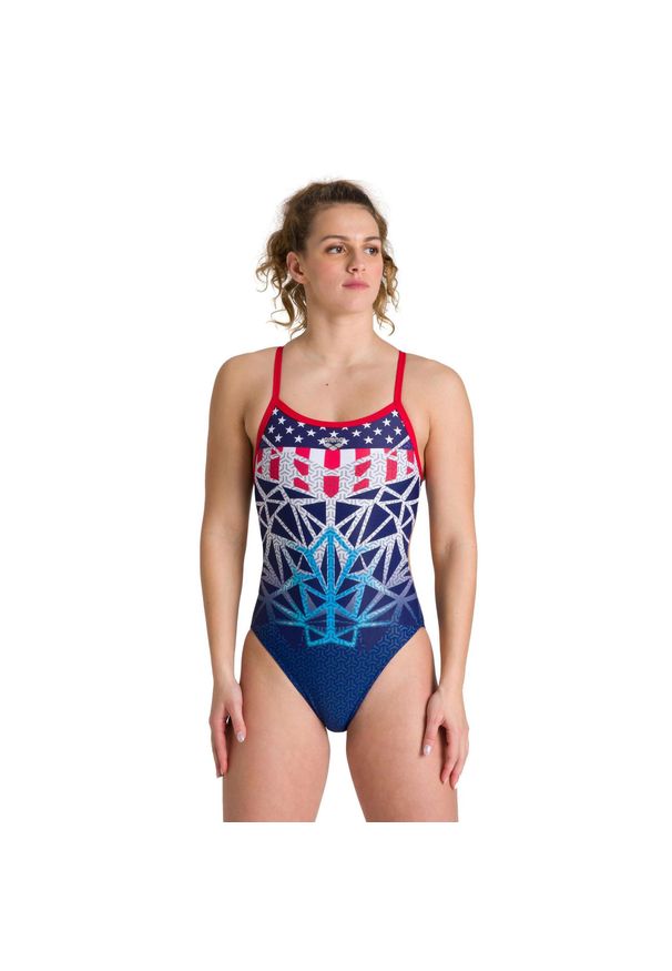 Strój kąpielowy damski jednoczęściowy na basen Arena Og Challenge. Kolor: czerwony, niebieski, wielokolorowy, biały