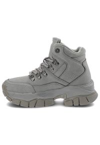 Big-Star - Szare Botki Big Star Damskie Modne Buty Sportowe. Okazja: na co dzień. Zapięcie: sznurówki. Kolor: szary. Materiał: materiał, syntetyk. Szerokość cholewki: normalna. Styl: sportowy #4