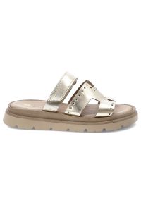 Złote Klapki Armodo Modne Obuwie Damskie. Okazja: na spacer, na co dzień. Kolor: złoty. Materiał: skóra. Sezon: lato. Styl: casual #5