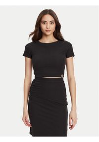 Guess T-Shirt W5YP14 KAQL2 Czarny Regular Fit. Kolor: czarny. Materiał: syntetyk