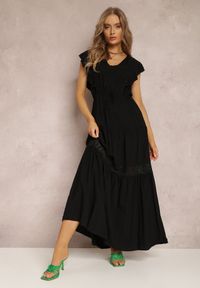 Renee - Czarna Sukienka Callamene. Kolor: czarny. Materiał: wiskoza, koronka. Wzór: gładki, ażurowy, aplikacja, bez wzorów. Sezon: lato. Długość: maxi #2
