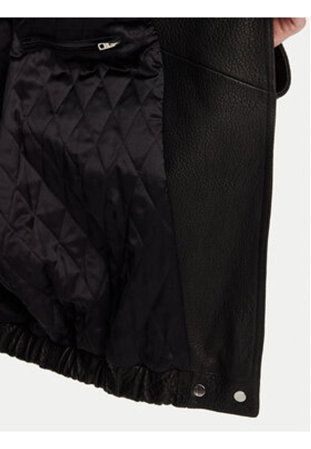 DOLCE & GABBANA - Dolce&Gabbana Kurtka skórzana F9S01L HULVN Czarny Oversize. Kolor: czarny. Materiał: skóra