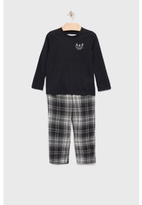 Abercrombie & Fitch piżama dziecięca kolor czarny gładka. Kolor: czarny. Długość: długie. Wzór: gładki #1