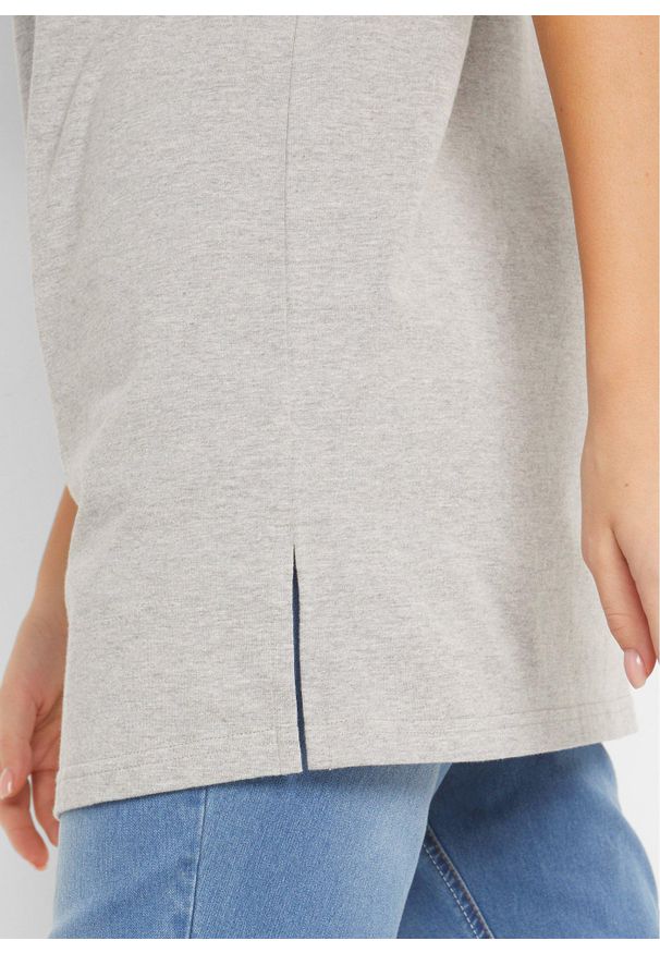 bonprix - Długa bluzka z dekoltem w serek (2 szt.). Typ kołnierza: dekolt w serek. Kolor: szary. Długość: długie